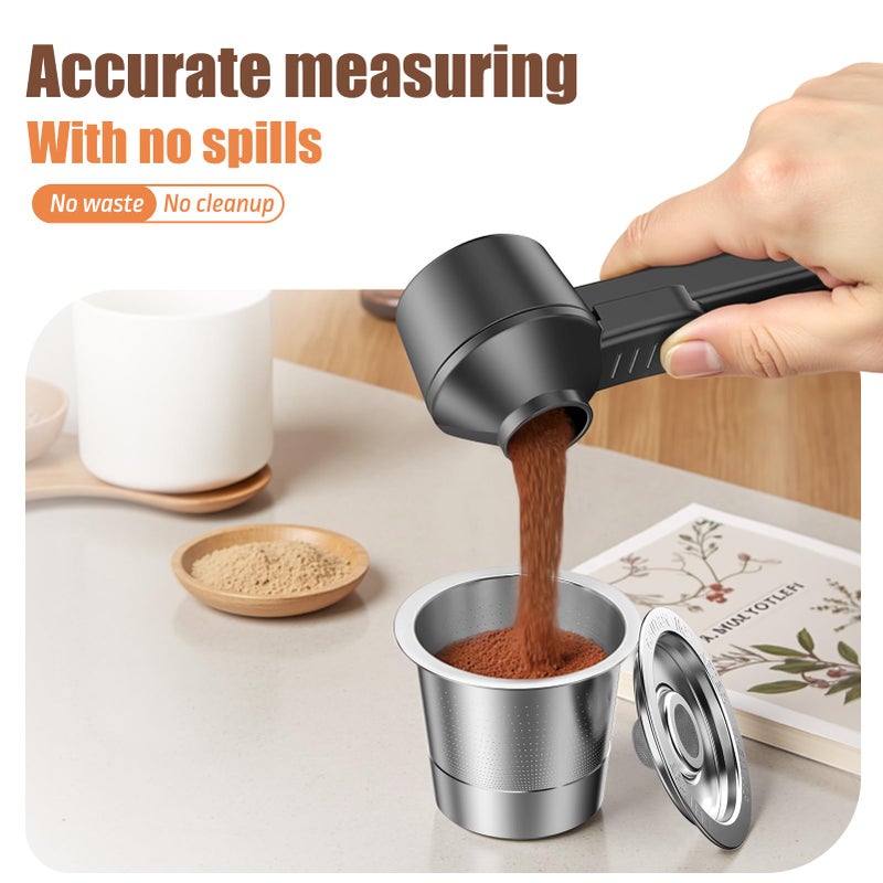 CAPMESSO Coffee Scoop & Funnel for Reusable K Cup Refillable Coffee Pods: 2 Tablespoon Coffee Measuring Scoop - Easy Slide Scoop for Ground Coffee, Protein Powder, Tea without Spilling (2 Pack) - Image 3